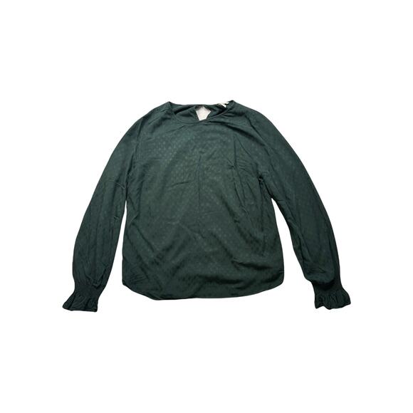 H&M Green Blouse Viscose Long Sleeve Elastic Top Blouse Women’s Size 6‎ (291) - Picture 1 of 8